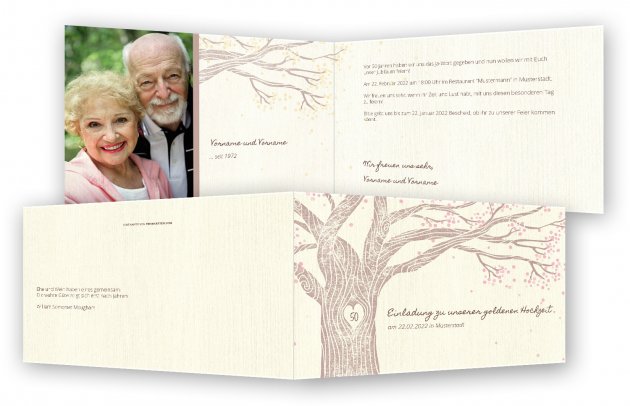 Goldene Hochzeit Einladungskarten Vorlage | Feinekarten.com