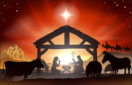 Maria und Josef im Stall von Bethlehem