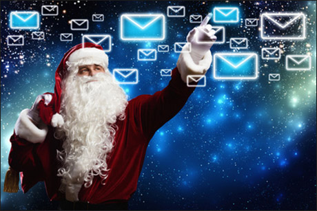 Weihnachtsmann mit virtueller Post